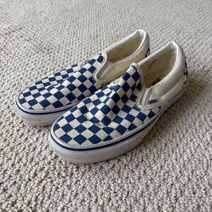 Vans Classic Slip-On Checkerboard Blue & White - M8/W9.5